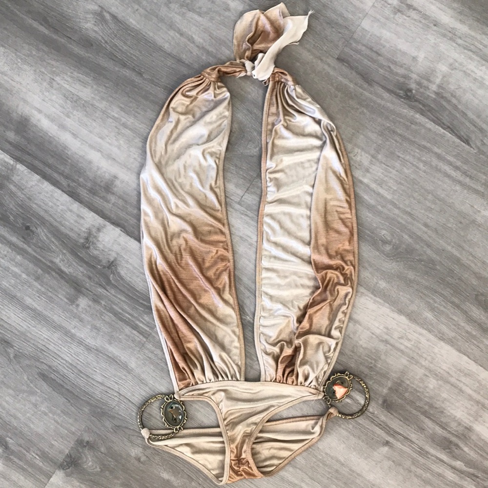 Open back once piece bikini
